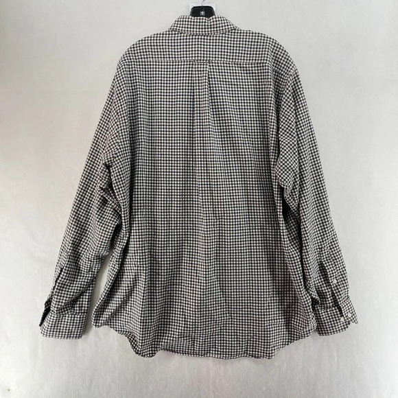 Izod Button-Down Shirt Men's Sz 36-37 Brown Blue Classic Fit Stretch Gingham - Picture 2 of 9